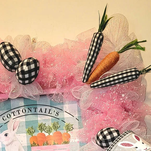 Spring Carrot Wreath Cottontail Bow Deco Mesh - Picture 4 of 6